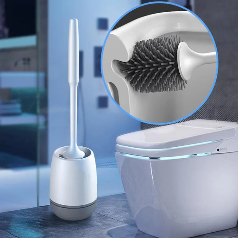 Toilet Brush Rubber Head Holder Cleaning Brush For Toilet Wall Hanging Household Floor Cleaning Bathroom Accessories