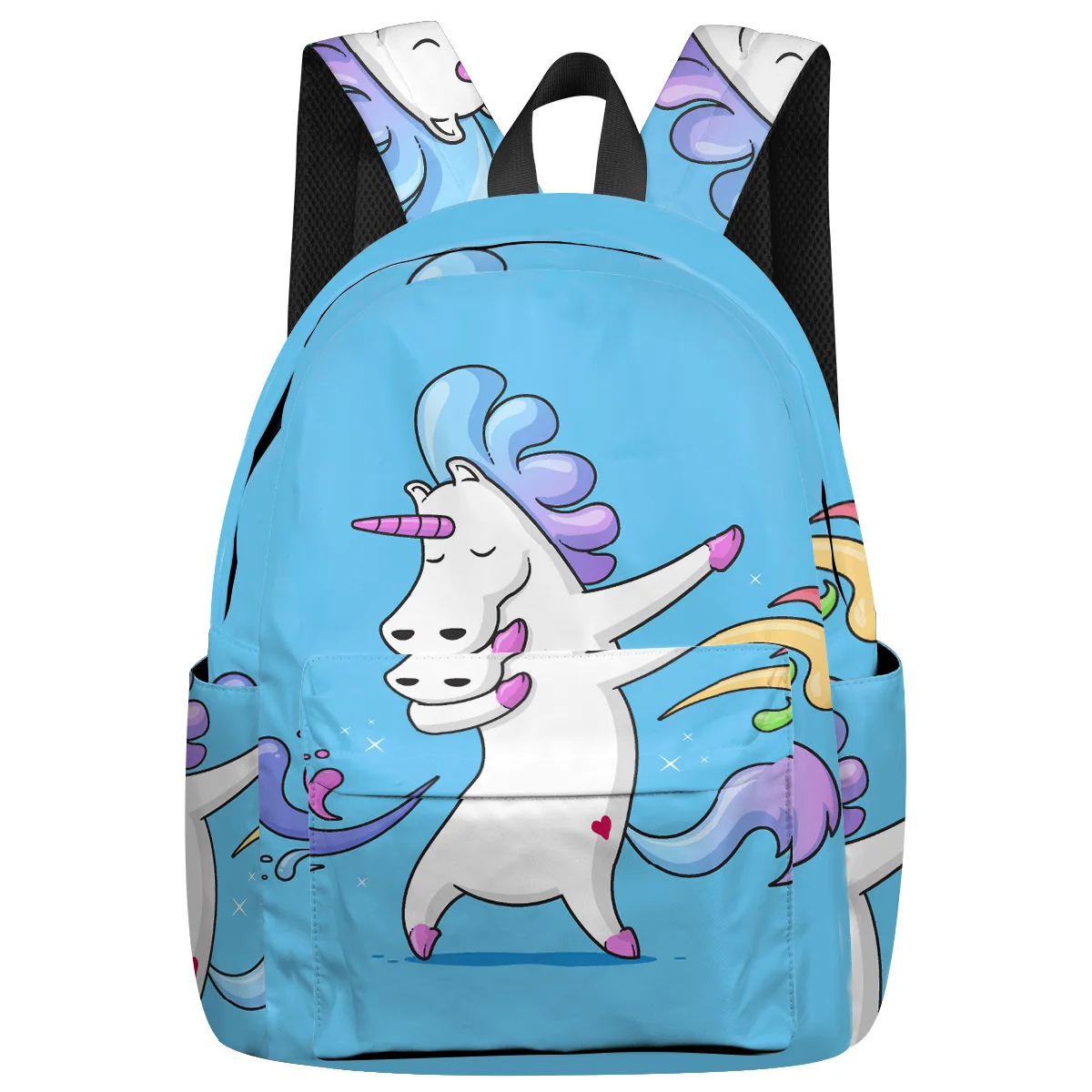 

WHEREISART Dancing Unicorn Backpacks Senior High School Student Internal Frame Backpacks Night Light Reflective Eve Of All Saint