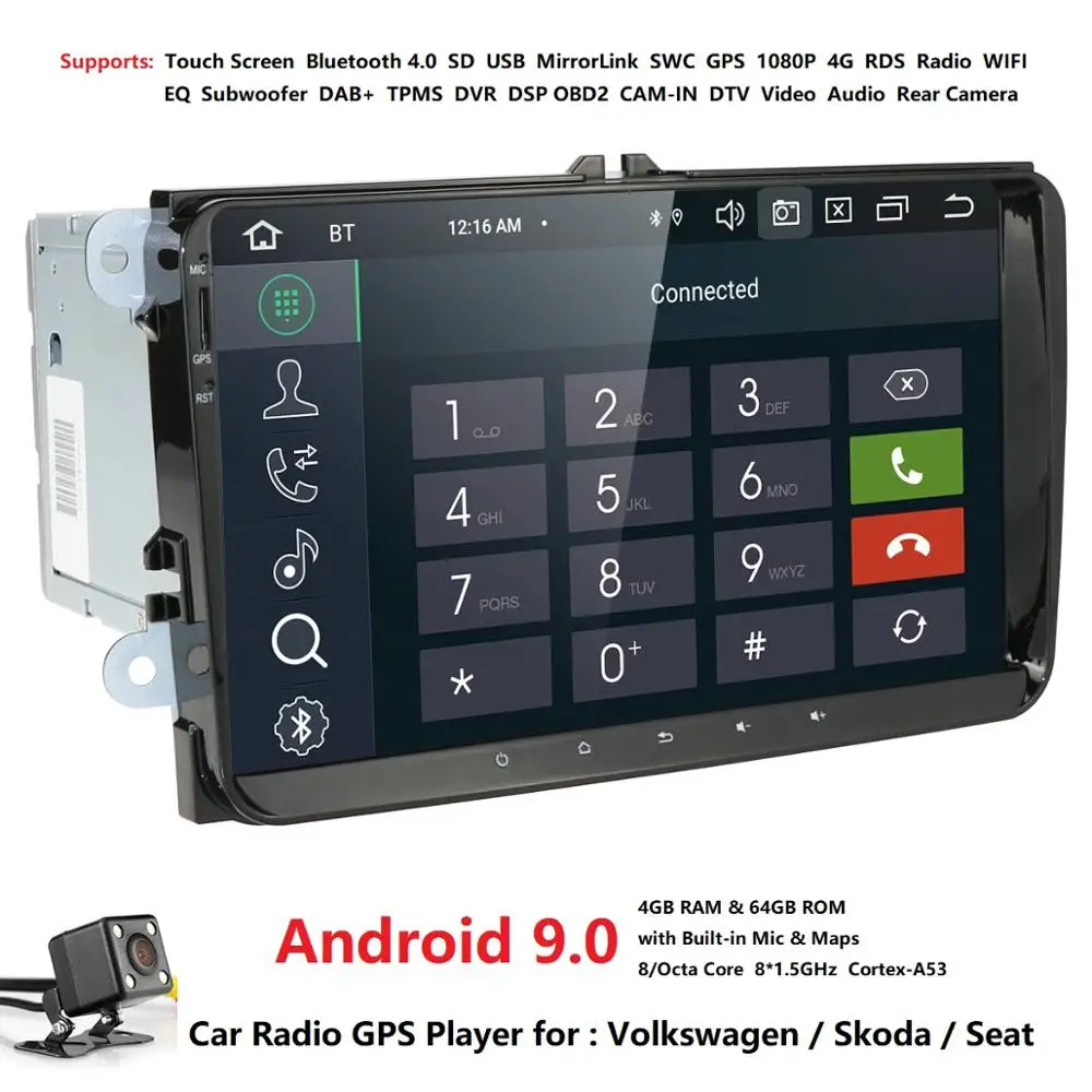 Clearance Ossuret New Android 9.0 9Inch 2Din 4G RAM 32G ROM GPS Car Radio Stereo For V W Volkswagen Capacitive screen 1024 *600 RDS BT CAM 3 Clearance Ossuret New Android 9.0 9Inch 2Din 4G RAM 32G ROM GPS Car Radio Stereo For V W Volkswagen Capacitive screen 1024 *600 RDS BT CAM 3