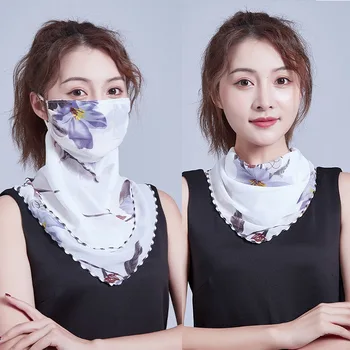 

Mouth Mask Chiffon Sunscreen Mask Female Thin Breathable Neck Protection Mask Cycling Runing Sunshade Silk Scarf Veil Neck Mask