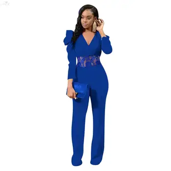 

New Winter Skinny Sexy Jumpsuit Women V-neck Full Sleeve Rompers With Lace Night Club One Piece Jumpsuit Women Outfits Bandage