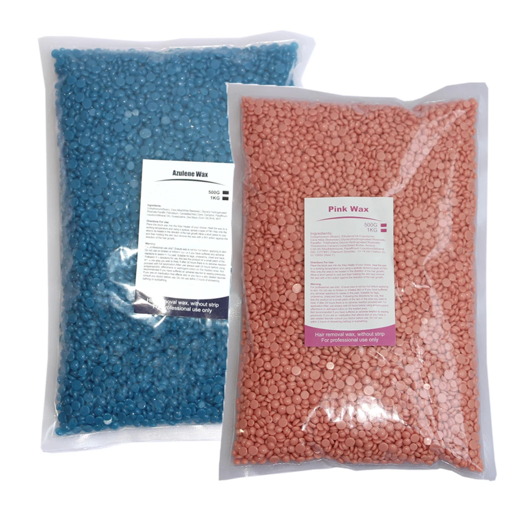 2Bags Home Hard Wax Bead Beans for Face Bikini Underarm Back Chest Leg 500g/bag Depilatory Hard Wax Bikini Hair Removal Bean