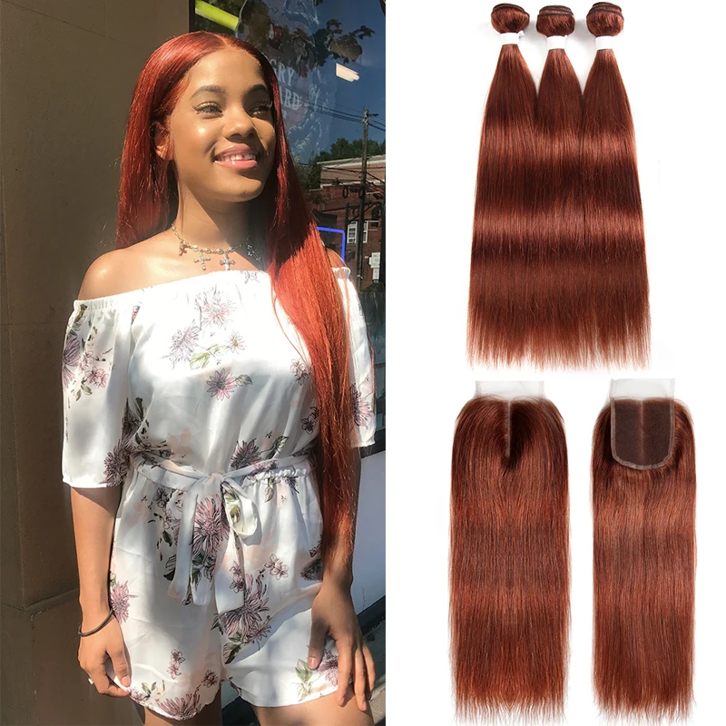 Feixes de Cabelo com Fechamento Brasileiro em Linha Pacotes com Fechamento Borgonha Reta Tecer Cabelo Humano 4x4 Não Remy 8-26 Polegada Kemy 99j - 10 Cheap Pacotes com 34 com fecho