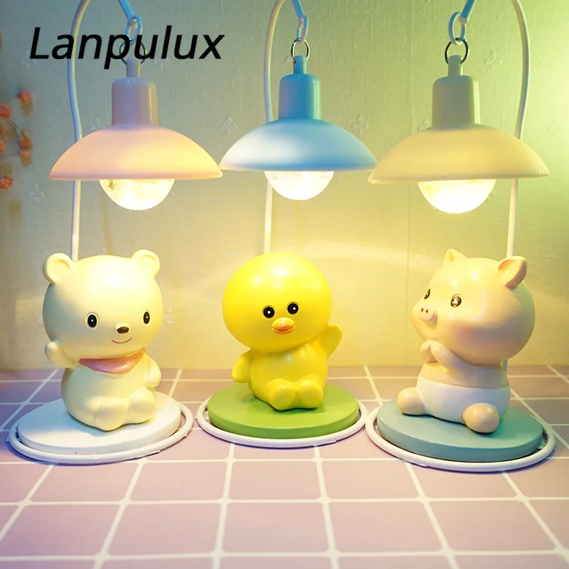 Lanpulux мультфильм животных Ночной светильник светодиодный светильник USB настольные лампы перезаряжаемый для детей декор для спальни для учебы настольные лампы