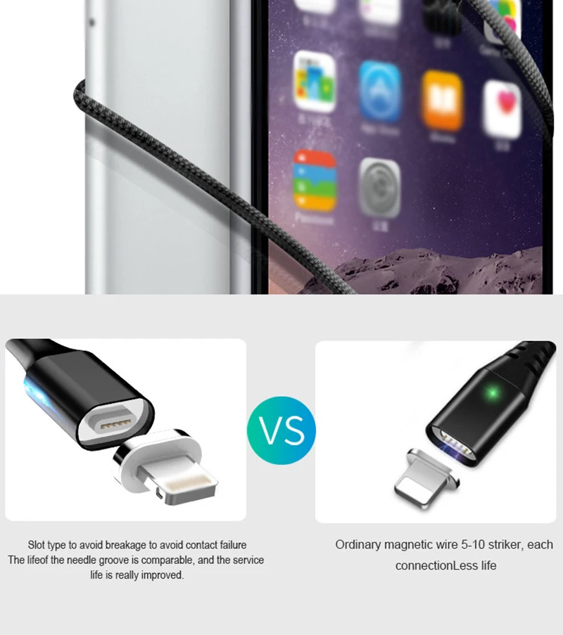 3а 18 Вт Кабель для быстрой зарядки Магнитный USB для Micro type-C для Lightning QC3.0 1,5 M Быстрая зарядка передача данных для iPhone Mobile