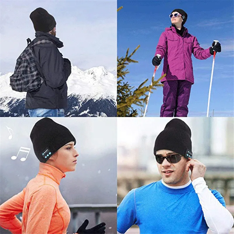 2020 New Bluetooth Music Hat Selfie Stick TWS Headphones Fashion Warm Cap Sport Knitted Hats Music Speaker Selfie Stick Tripod