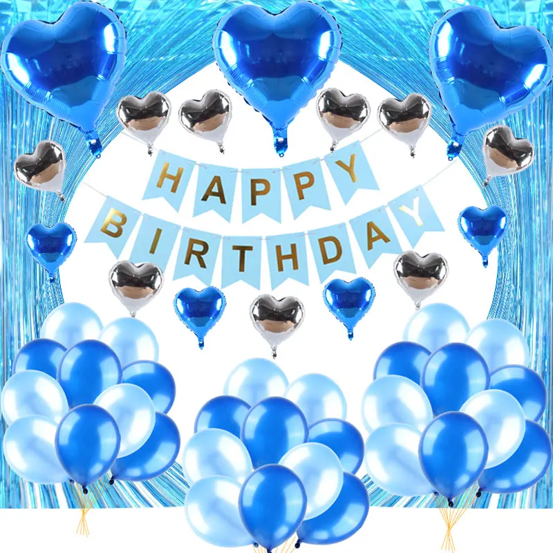 

Birthday party decoration kids adult latex aluminum film quality balloon rain silk curtain background decorative balloon