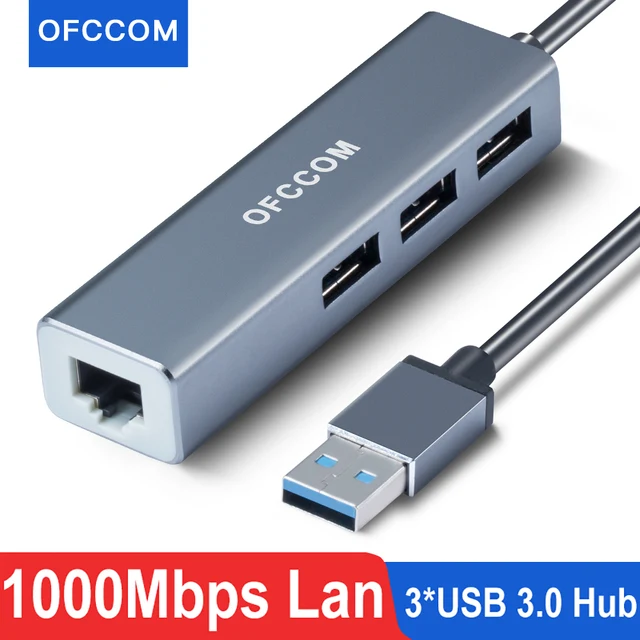 OFCCOM USB Ethernet USB 3.0 2.0 to RJ45 Hub 10/100/1000M Ethernet Adapter Network Card USB Lan For Macbook Windows 1