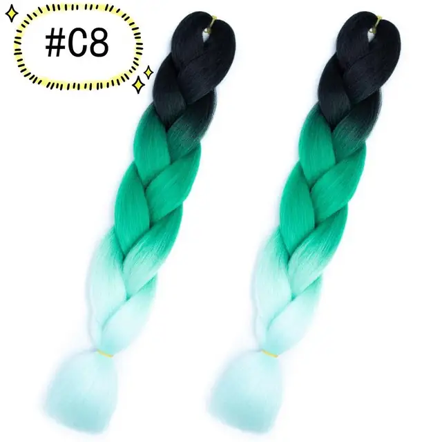 Jumbo Braiding Hair Extensions Kanekalon Braiding Hair 24 Inch Ombre Multiple Tone Colored Synthetic Hair for Women C8