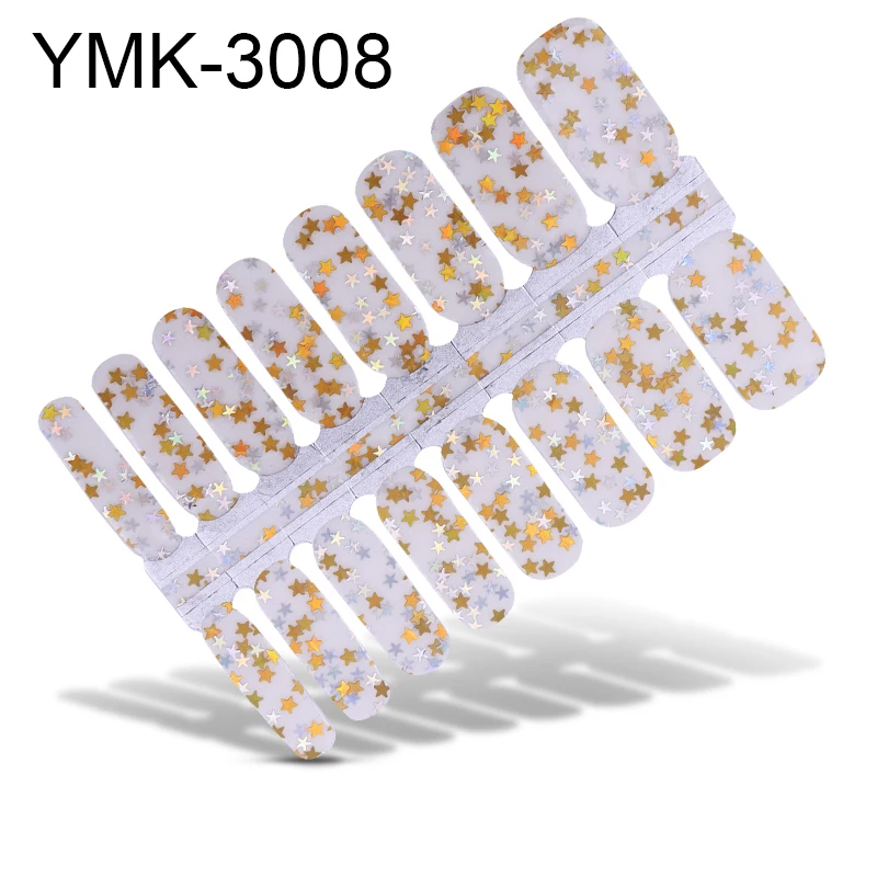 3D украшения для нейл-арта, пламенная наклейка для ногтей, фольга, серебристый, золотой цвет, Переводные дизайны, водяные наклейки для ногтей, художественные наклейки, s обертывания - Цвет: YMK-3008