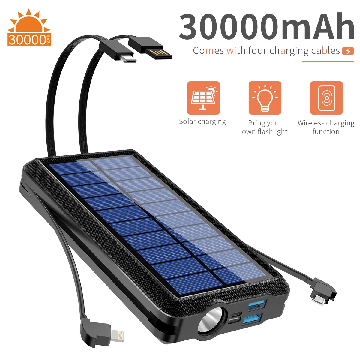 Outdoor Camping Light Self-Propelled Solar Wireless Charging Pad Portable Cellphone Charging Battery