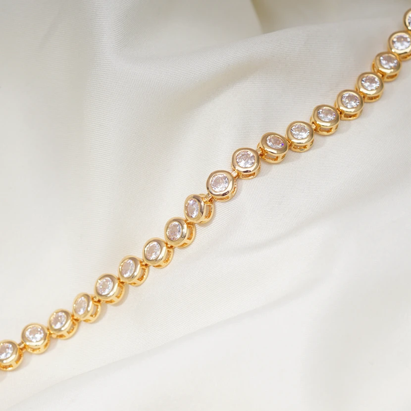 New Charms Bracelets Full Cubic Zircon Chain Link Bracelets for Women Luxury Wedding Jewelry Gift