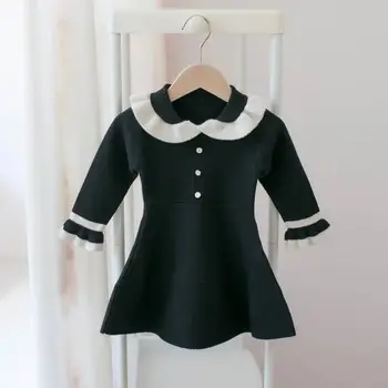 

2019 New Children Baby Black Knitting Sweater Dress , Princess Elegant Pullovers 6 pieces/lot, Wholesale