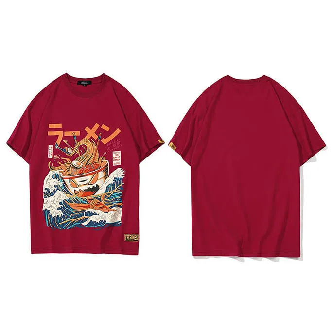 Лето футболка японский мультфильм 3d печать футболки с коротким рукавом Уличная мода повседневная мужская хип-хоп футболка Ретро Топы тройники - Цвет: B62K04 Wine Red