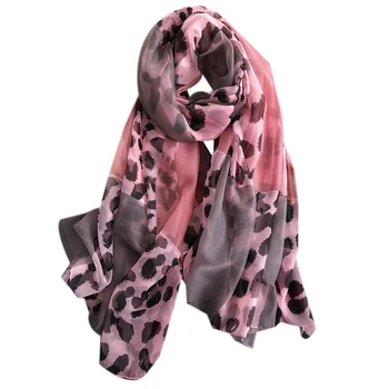 

Ladies Beach Beautiful Shawl Silk Popular Wrapped Hijab Women'S Leopard Scarf Seaside Beach Sunscreen Large Gauze