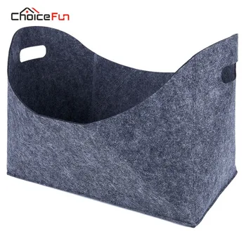 

CHOICE FUN 2 pcs Felt Cloth Firewood Basket Anthracite With Two Handles Match Storage Basket