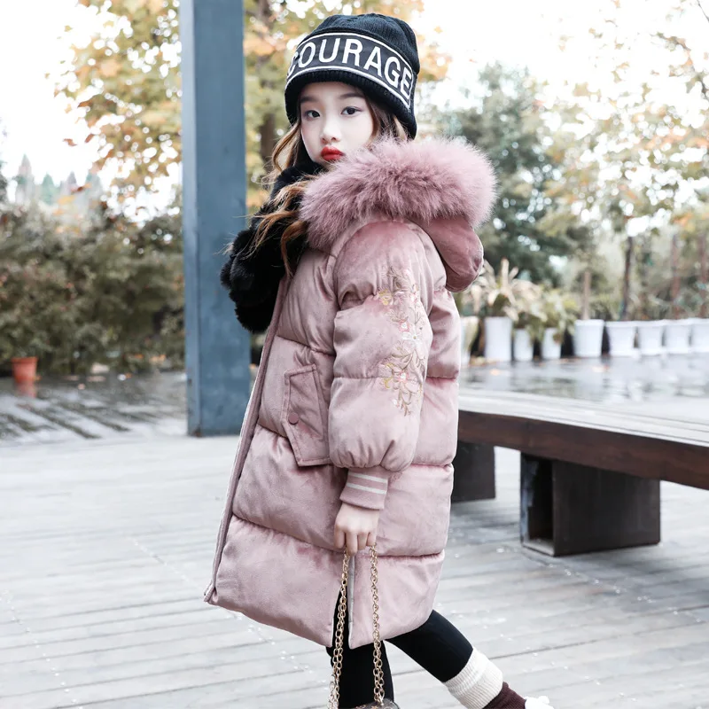 

Childrenswear 2018 Fall And Winter Clothes New Style Girls Korean-style Sleeve Flower Gold Velvet Cotton-padded Clothes Middle A