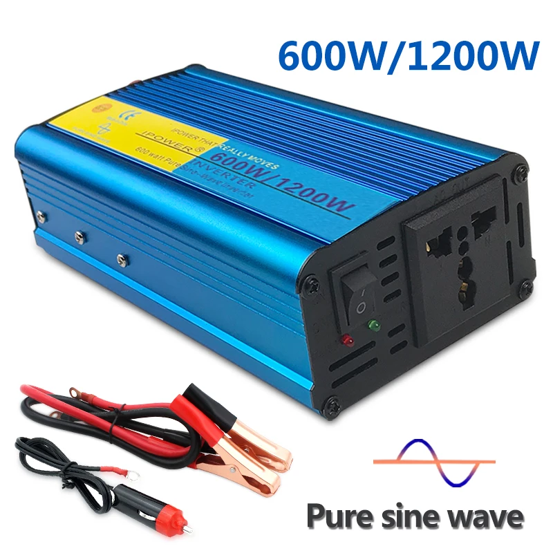

600W/1200W Peak Full Power Inverter CAR DC 12V to 220V AC 230V 240V Converter Power Supply Pure Sine Wave Solar Power Inverter