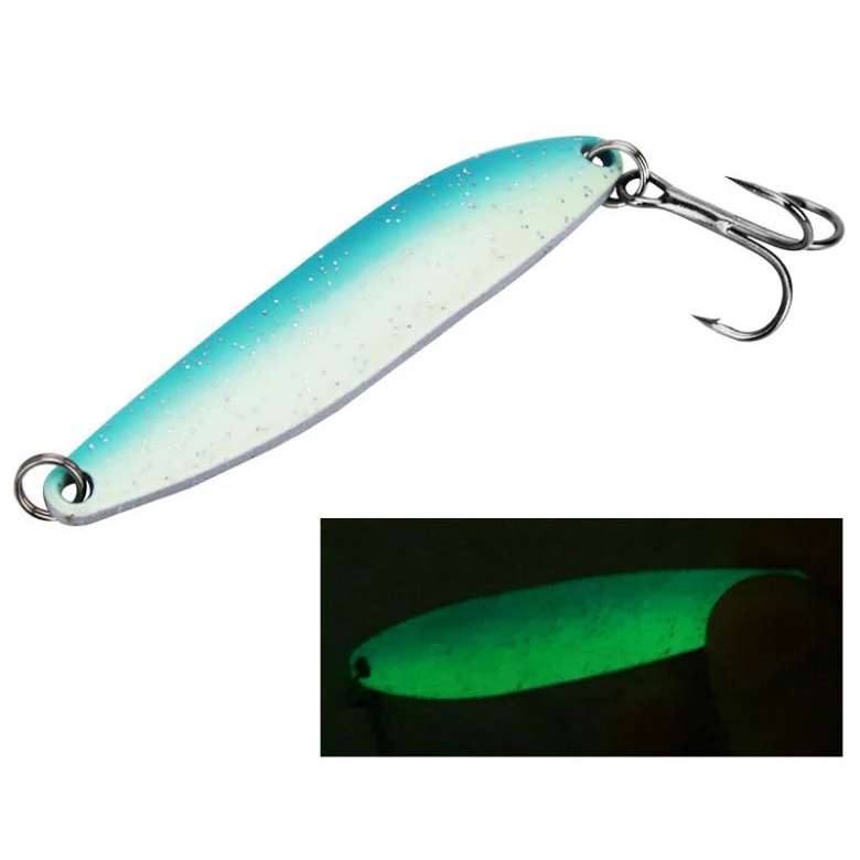 5Pcs/Set Spoon Fishing Lure Hard Baits 6.5Cm 13G Luminous Metal Sequins Fishing Bait Treble Hook Hard Spinner Lures Fish Tackle