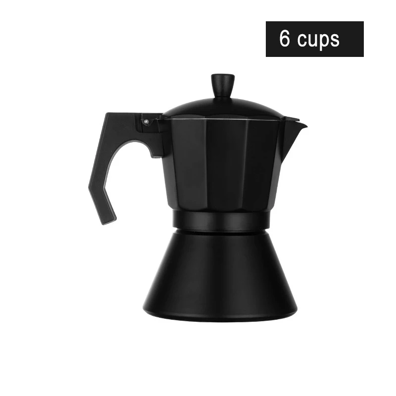 Black6cups GUNOT алюминиевый чайник Moka, матовый текстурированный кофейник, обогреваемая Итальянская Кофеварка, чайник эспрессо, Перколятор, кухонные инструменты - Цвет: Black6cups