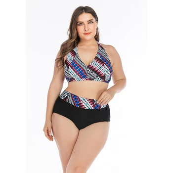 

2020 New Size Swimwear Women Plus Size Bikini Set Swimsuit Women Halter Top Push Up Bikini Swimwear S-4XL Beach Bathing Suit