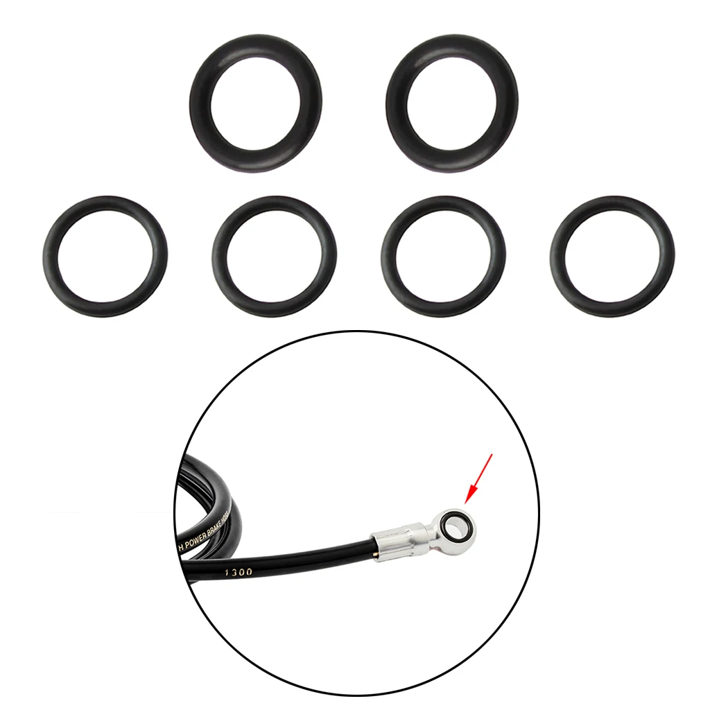 6 Pieces Nitrile Bicycle Brake Bolts Spacer Mountain Bike Sealing O-ring Road Bike Parts Washers Gasket Cycling Accessories