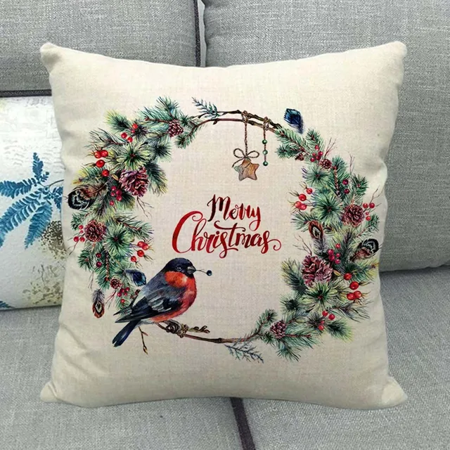 Christmas Pillowcase Cushion Covers 45x45cm Sofa Decoration Gift Letter Print Linen Pillow Cover For Home Xmas Ornament 2021 2