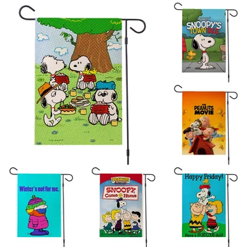 

1pc 30*45cm Cute Dog Snoopy Welcome Flag Garden Flag Election Flag Snoopy Door Decor Flags Yard Banner(without Flagpole)