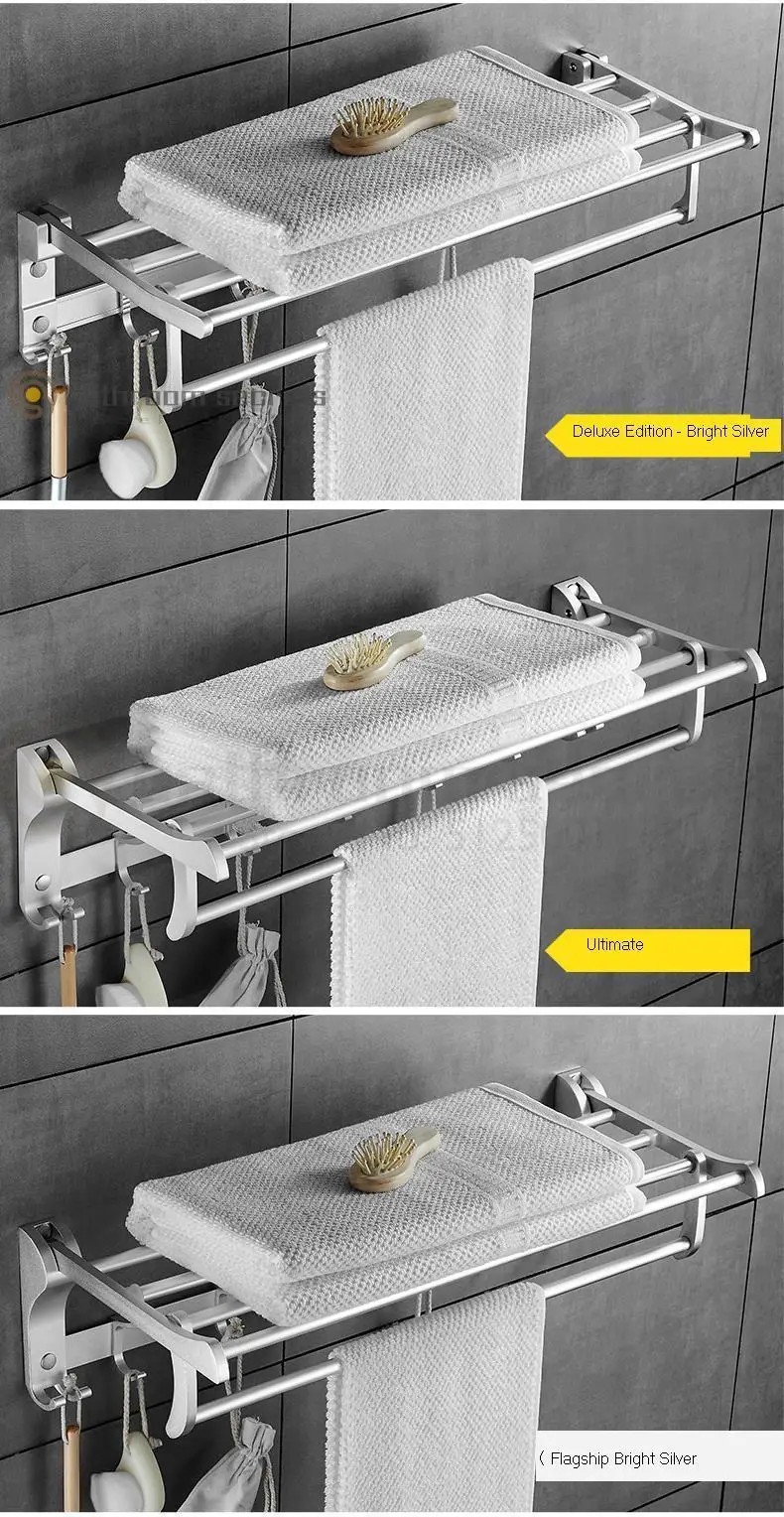 Bathroom Hanger Space Aluminium Towel Rack Pole Bath Towel Rack Bathroom Hanger Toilet Wall Hanging Without Punching