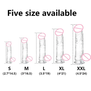 Realistic Jelly Dildo Soft Artificial No vibrator Penis Strong Suction Cup Adults Sex Toys for Woman Strapon Female Masturbation 4