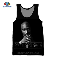 2Pac жилет летняя мода для мужчин женщин Harajuku Толстовка 3D принт Рэппер без рукавов хип хоп Уличный Топ пуловер с круглым вырезом C062-1