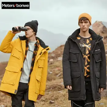 

Metersbonwe Couples Men's Parkas Down Jacket Outwear Medium Duck Down Long Coat Warm Climbing Parkas Clothes Snow Coat