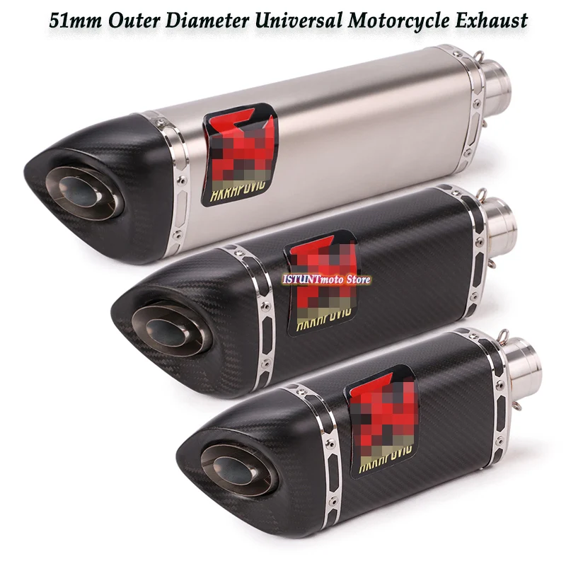 

Universal 51mm Motorcycle ExhausEscape Modified Moto Muffler Pipe With DB Killer For Z900 RC390 MT09 ninja400 R6 MT-03