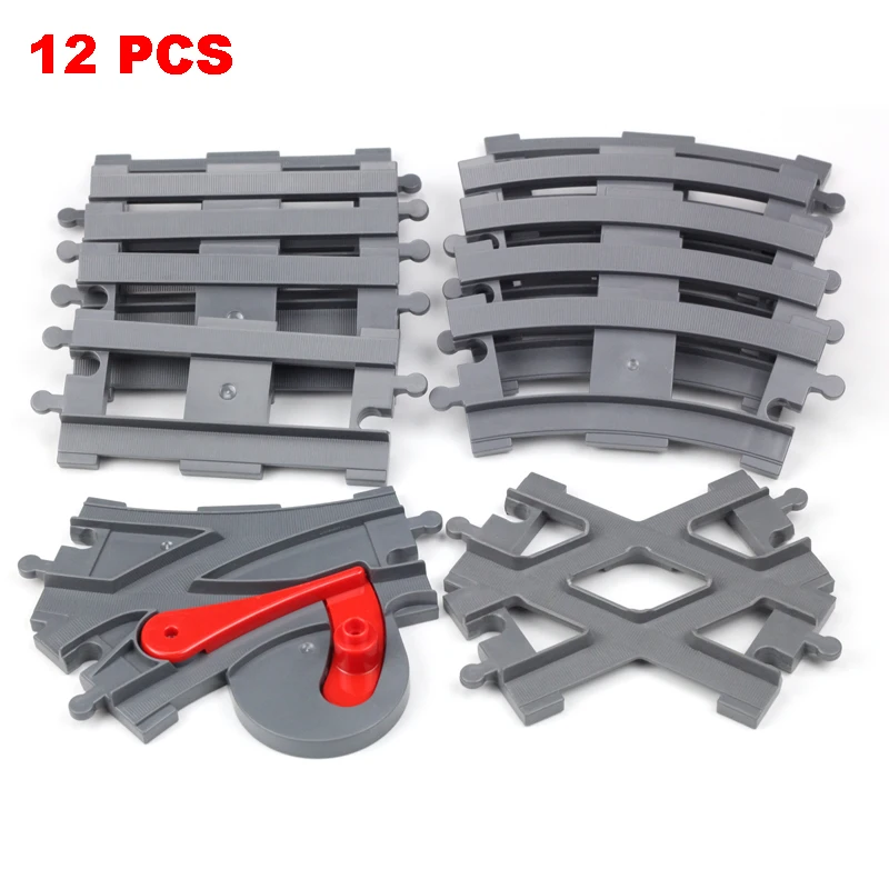 Rail Transport Big Size Building Blocks Creative Track Accessories Assemble Toys For Children Bricks Compatible City Train Set 3