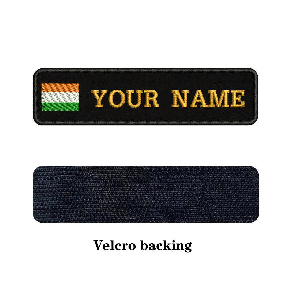 brown-Velcro На заказ Вышивка индийский флаг имя заплатка с текстом 10 см* 2,5 см значок Утюг на или липучке Подложка для одежды брюки рюкзак шляпа - Цвет: brown-Velcro