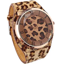 Новейшие леопардовые кварцевые часы с большим циферблатом женские часы мужские часы колготки кожаный браслет для отдыха montre homme