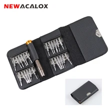 NEWACALOX 25 в 1 Бумажник Карманный прецизионный Магнитный Phillips отвертка для мобильного телефона ноутбука солнцезащитные очки камера часы инструмент для ремонта