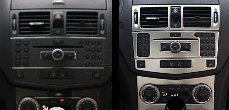 Car Styling Center Console Air Conditioner CD Panel Cover Trim 3Pcs For Mercedes Benz C Class W204 C200 C260 C300 C180 2007-2010