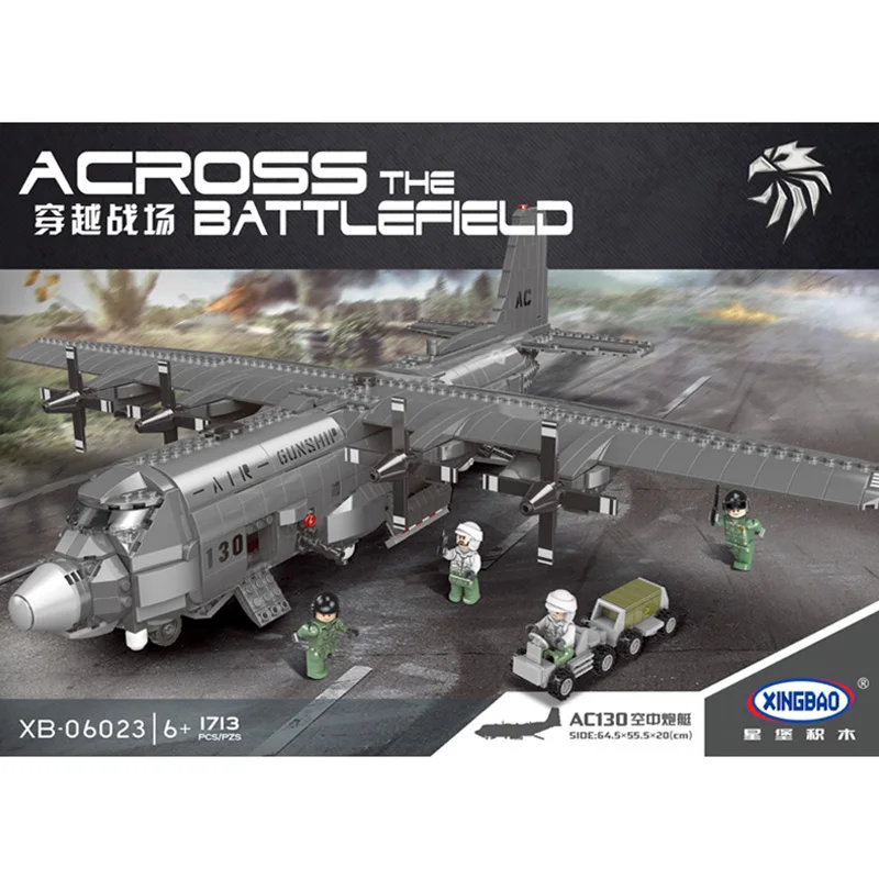 Preise XINGBAO 06023 WW2 Military Armee Serie Die AC130 Luft Kanonenboot Set Bausteine Ziegel Montage Flugzeug Modell Juguetes