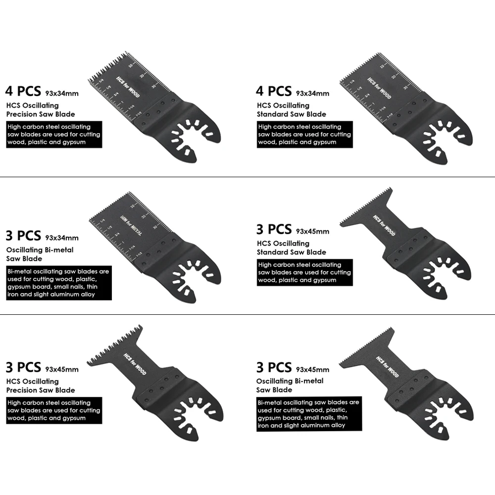 20pcs Mixed Oscillating Multifunctional High Carbon Steel Saw Cut Blade Power Tools Repair Machine Accessories Set