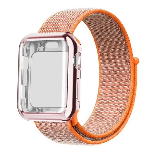 Чехол+ ремешок для часов apple watch 4 5 ремешок 44 мм/40 мм correa apple watch 38 мм iwatch ремешок 42 мм спортивный нейлоновый браслет ремешок для часов 3/2 - Цвет ремешка: Orange red
