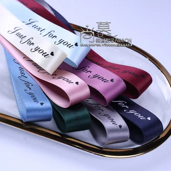 

50yards 10mm 25mm printed JUST FOR YOU satin ribbon for valentine's day wedding party decoration supplies bouquet packing bow