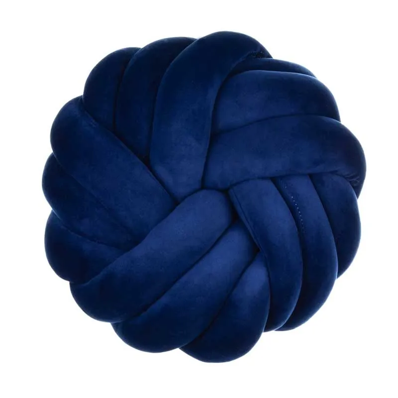 navy blue Детская подушка ручной завязывают подушки детской комнаты декоративная подушка для дивана Гостиная круглый в форме мяча из связанного узла пол подушки 35x35 см - Цвет: navy blue