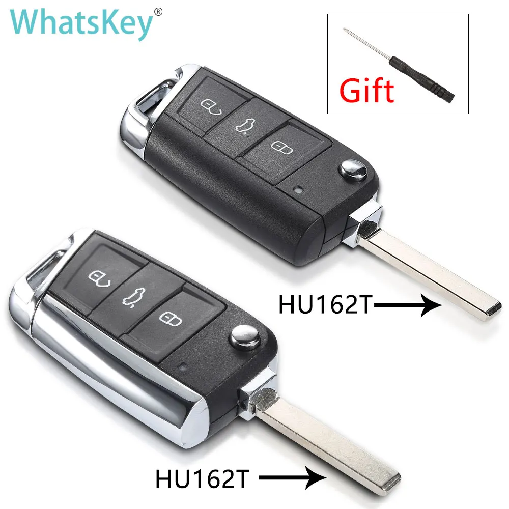 

WhatsKey For Volkswagen Passat VW Golf 7 MK7MQB Seat Leon Skoda Octavia A7 3 button Flip Remote Car Key Shell Replace Metal part