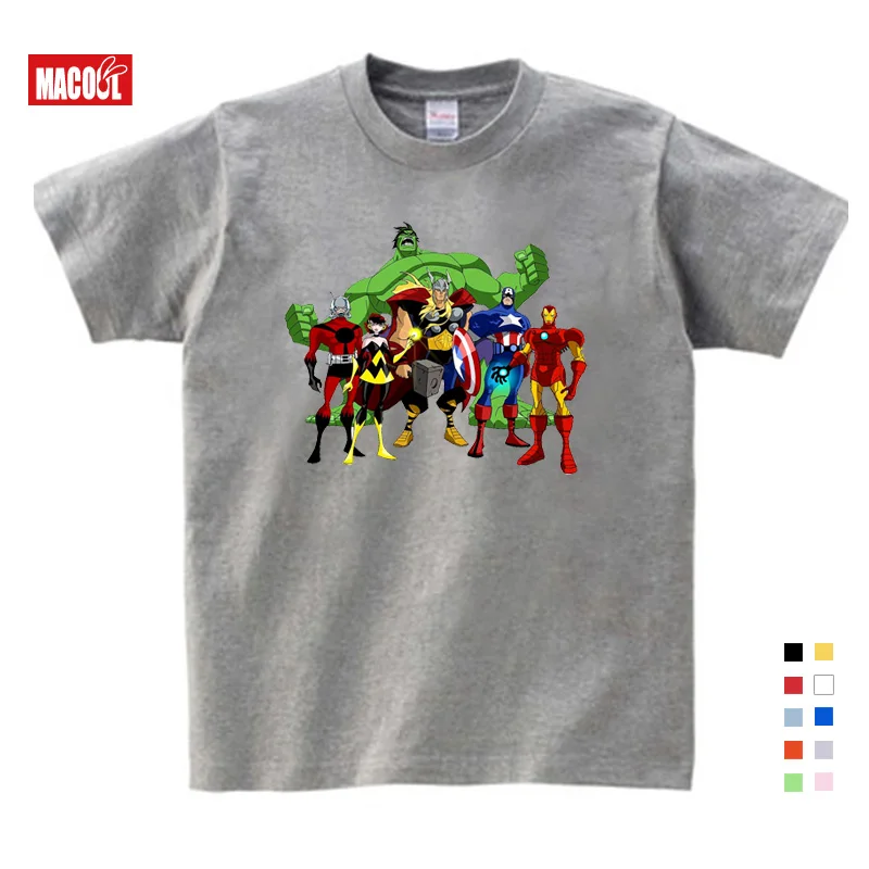 Г. Толстовки с капюшоном для мальчиков Мстители, супергерой Marvel, Железный человек, Тор, Халк, Капитан Америка, Человек-паук, толстовка для мальчиков, Детская От 2 до 8 лет с героями мультфильмов - Цвет: Kids T-shirt