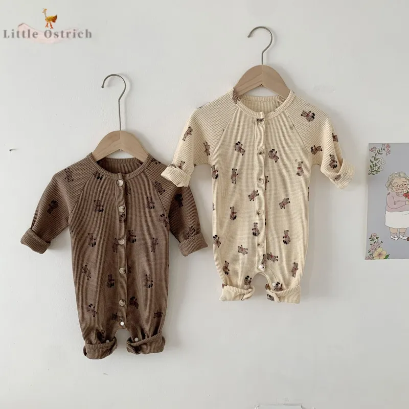 

Newborn Baby Boy Girl Cotton Jumpsuit Cartoon Bear Infant Toddler Child Long Sleeve Romper Spring Autumn Baby Clothes 3-18M