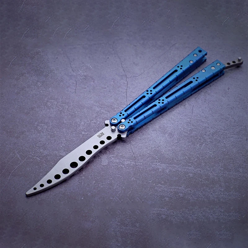 Тренировочный нож-бабочка HOM Basilisk Balisong лезвие D2 титановые булавки Hanldes Tang