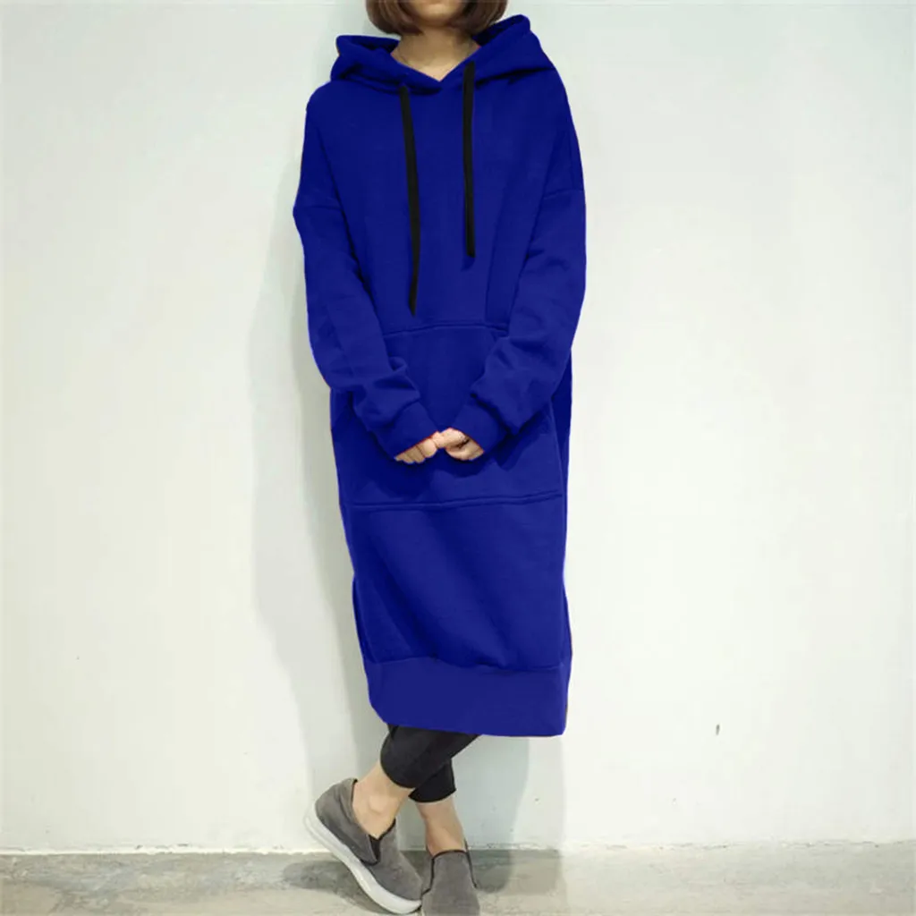Ropa mujer bluza damsk толстовки женские зимние теплые негабаритных балахон мешковатый пуловер негабаритных толстовка женское длинное платье