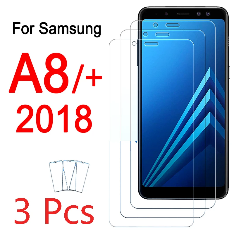 3 Pack Protective glass on for Samsung Galaxy A8 2018 screen protector Plus a8plus tempered film | Мобильные телефоны и
