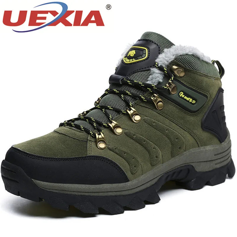 

UEXIA 2019 New Men Boots for Men Winter Snow Warm Fur&Plush Lace Up High Top Outdoor Sport Fashion Men Shoes Outdoor Sneakers